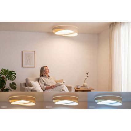 LED Stmívatelné stropní svítidlo SMART GALAXY MODERN LED/24W/230V 3000-6500K pr. 55 cm krémová/bílá + dálkové ovládání