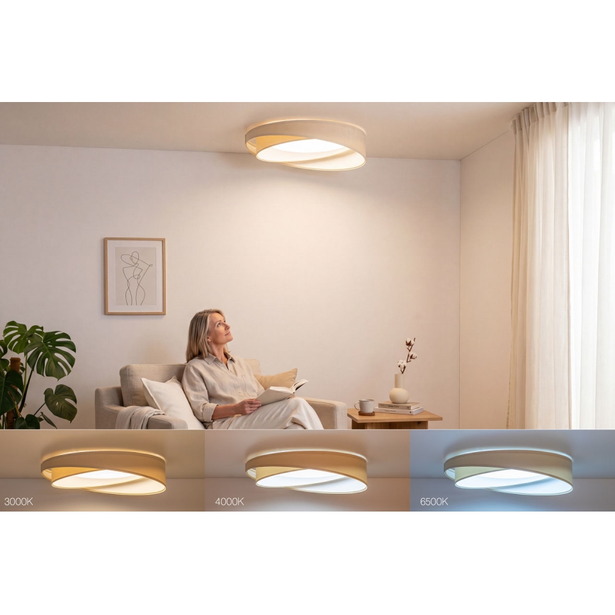 LED Stmívatelné stropní svítidlo SMART GALAXY MODERN LED/24W/230V 3000-6500K pr. 55 cm krémová/bílá + dálkové ovládání
