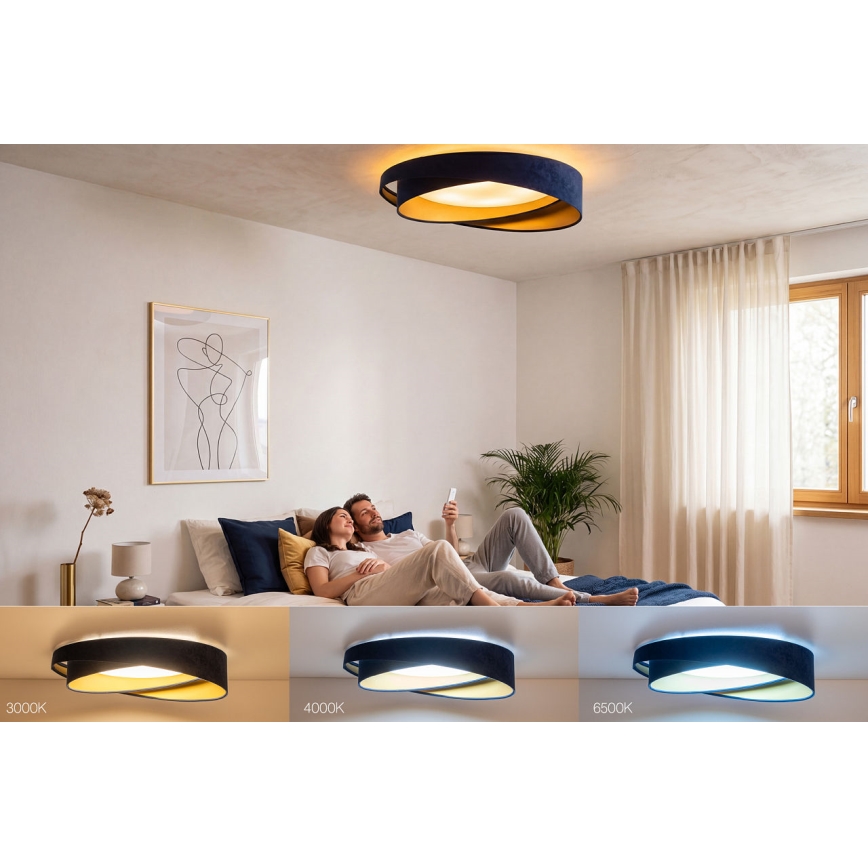 LED Stmívatelné stropní svítidlo SMART GALAXY MODERN LED/24W/230V 3000-6500K pr. 55 cm modrá/zlatá + dálkové ovládání
