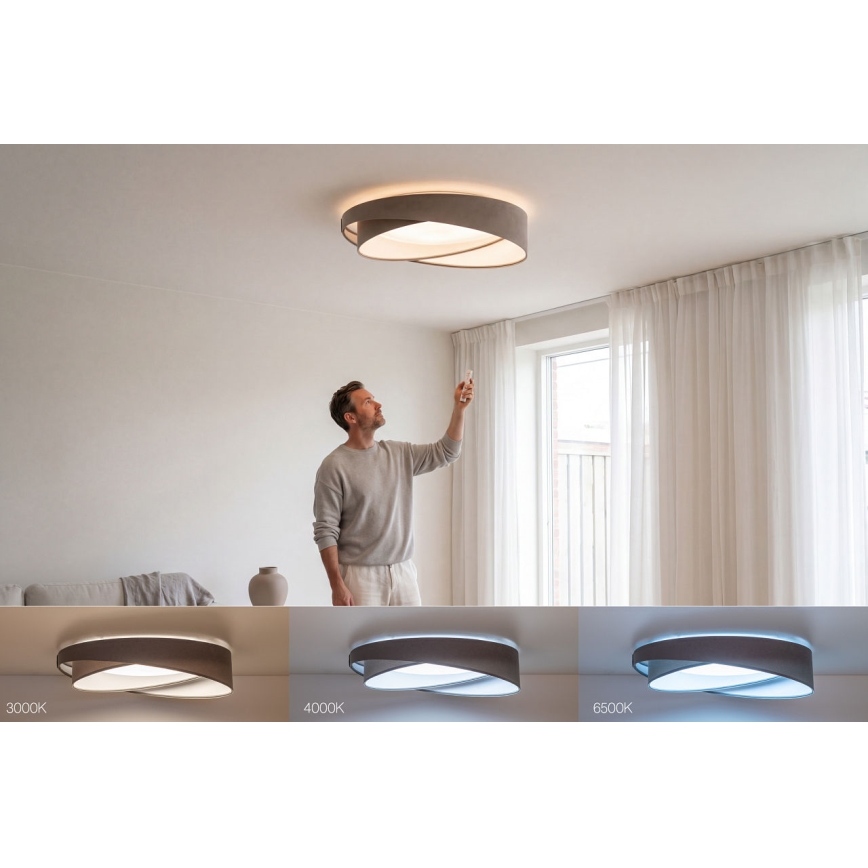 LED Stmívatelné stropní svítidlo SMART GALAXY MODERN LED/24W/230V 3000-6500K pr. 55 cm šedá/bílá + dálkové ovládání