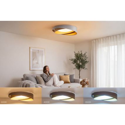 LED Stmívatelné stropní svítidlo SMART GALAXY MODERN LED/24W/230V 3000-6500K pr. 55 cm šedá/zlatá + dálkové ovládání