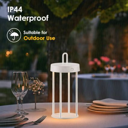LED Stmívatelná venkovní nabíjecí dotyková stolní lampa GENTLE LED/1,5W/3,7V 3000 mAh IP44 bílá