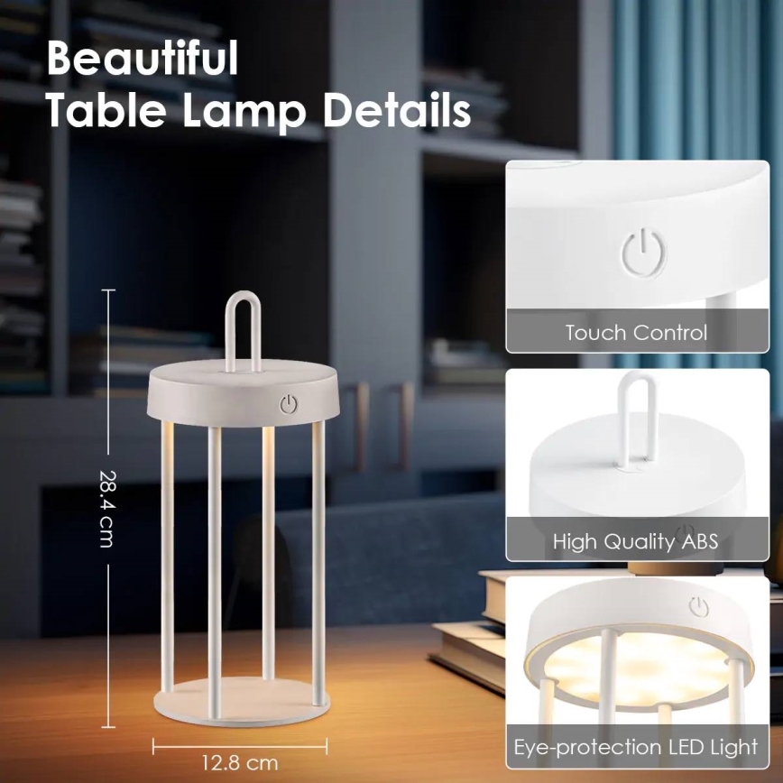 LED Stmívatelná venkovní nabíjecí dotyková stolní lampa GENTLE LED/1,5W/3,7V 3000 mAh IP44 bílá