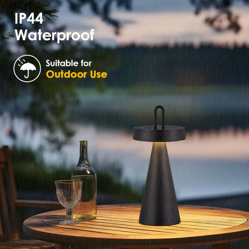 LED Stmívatelná venkovní nabíjecí dotyková stolní lampa HALO LED/1,5W/3,7V 3000 mAh IP44 černá