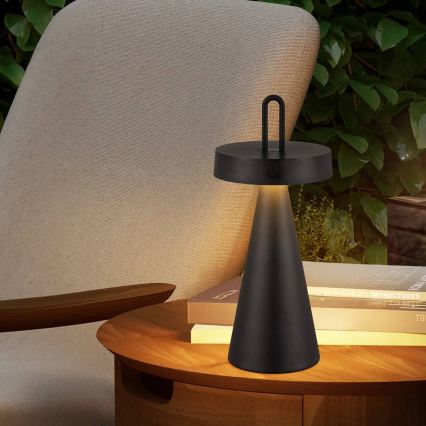LED Stmívatelná venkovní nabíjecí dotyková stolní lampa HALO LED/1,5W/3,7V 3000 mAh IP44 černá