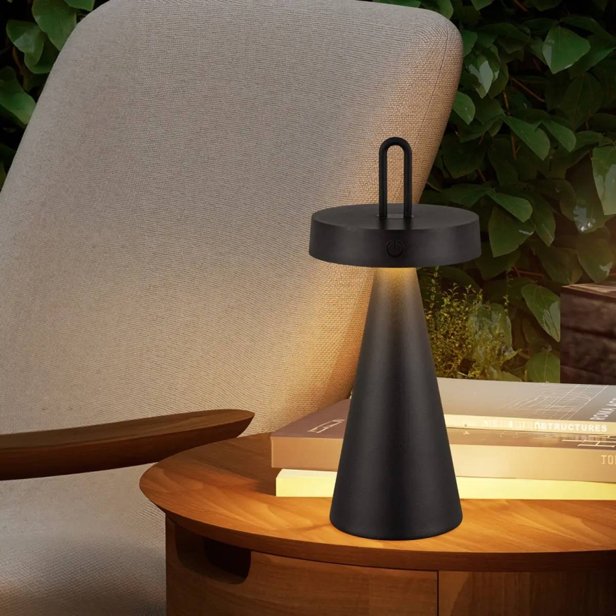 LED Stmívatelná venkovní nabíjecí dotyková stolní lampa HALO LED/1,5W/3,7V 3000 mAh IP44 černá
