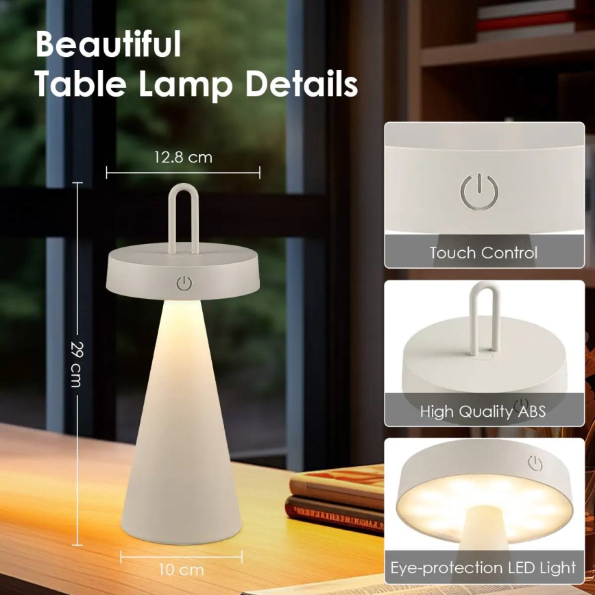 LED Stmívatelná venkovní nabíjecí dotyková stolní lampa HALO LED/1,5W/3,7V 3000 mAh IP44 šedá