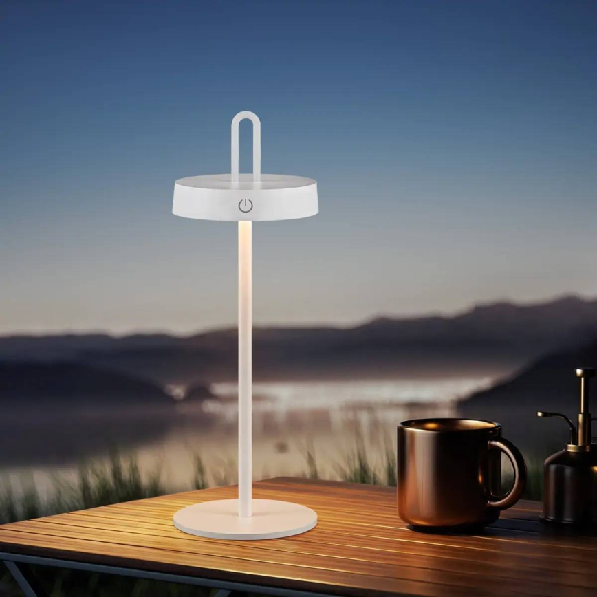 LED Stmívatelná venkovní nabíjecí dotyková stolní lampa SHINE LED/1,5W/3,7V 3000 mAh IP44 bílá