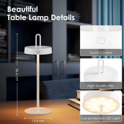 LED Stmívatelná venkovní nabíjecí dotyková stolní lampa SHINE LED/1,5W/3,7V 3000 mAh IP44 bílá