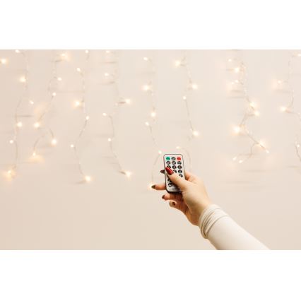 LED Stmívatelný venkovní  závěs CURTAIN 360xLED/8,4W/230V 2x2 m IP44 teplá bílá + dálkové ovládání