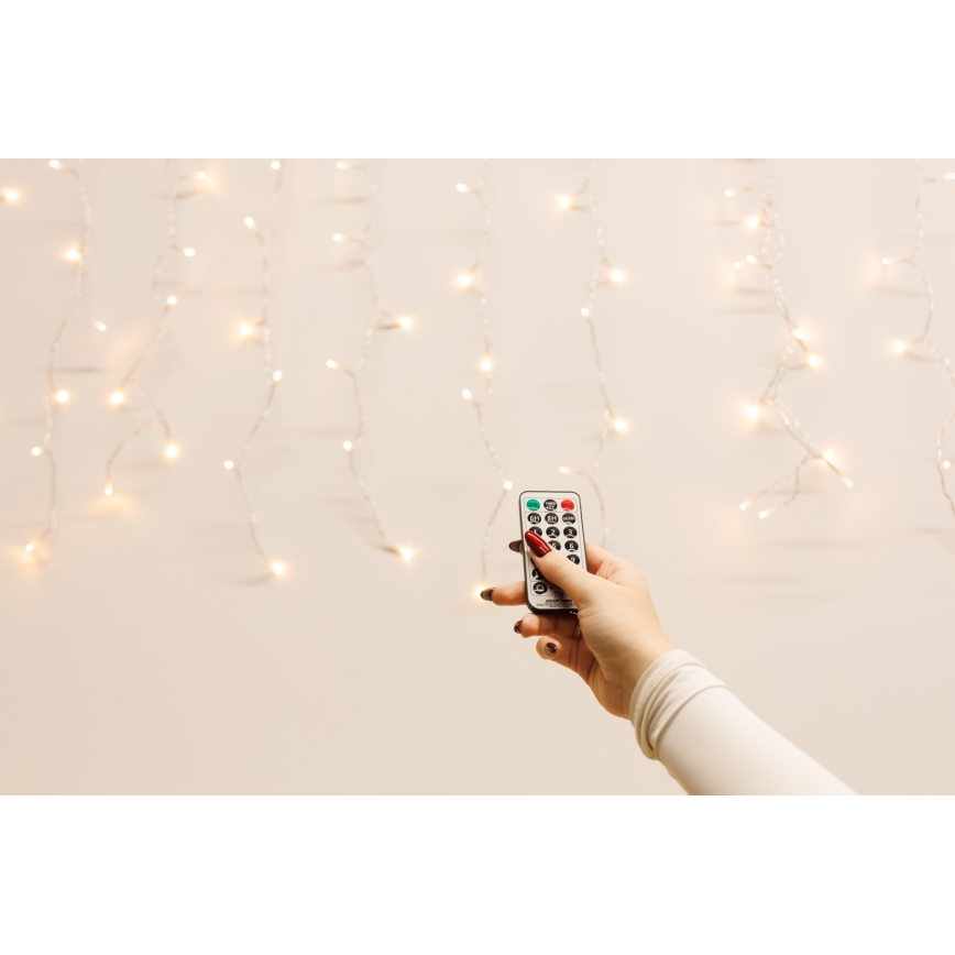 LED Stmívatelný venkovní  závěs CURTAIN 360xLED/8,4W/230V 2x2 m IP44 teplá bílá + dálkové ovládání