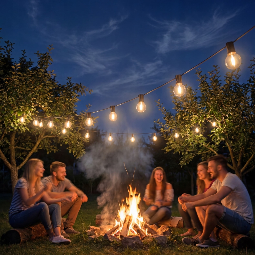 LED Stmívatelný venkovní dekorační řetěz 36xE12/1W/24/230V 22,35 m IP65 černá + dálkové ovládání