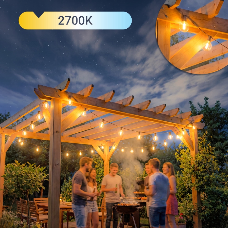 LED Stmívatelný venkovní dekorační řetěz 36xE12/1W/24/230V 22,35 m IP65 černá + dálkové ovládání