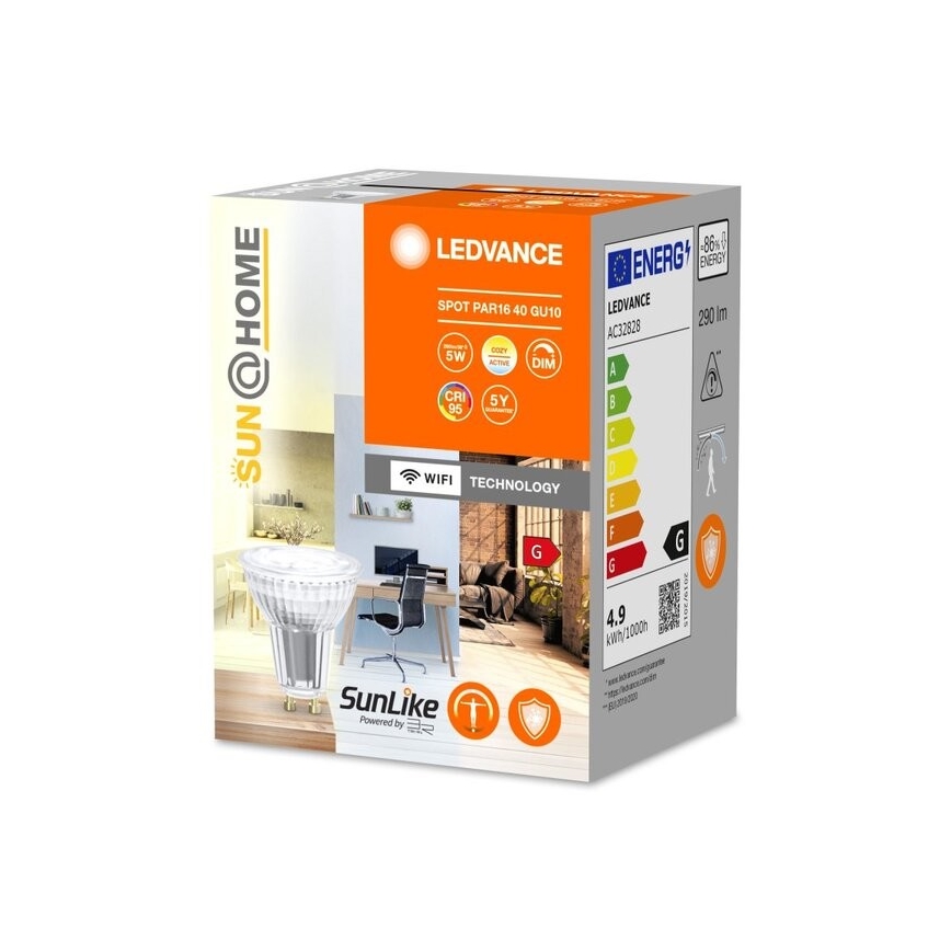 LED Stmívatelná antibakteriální žárovka PAR16 GU10/4,9W/230V Wi-Fi - Ledvance