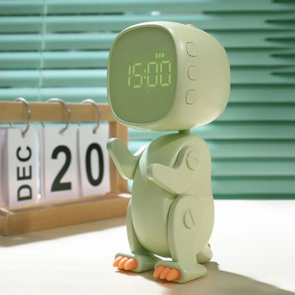 LED RGBW Stmívatelná dětská noční lampička s budíkem ROBOT LED/1W/5V 1200 mAh