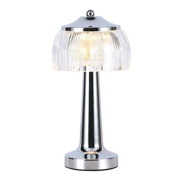 LED Stmívatelná dobíjecí dotyková stolní lampa LED/1W/5V 3000-6000K 1800 mAh lesklý chrom