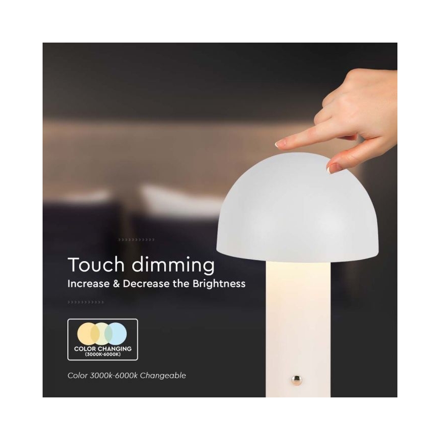LED Stmívatelná dobíjecí dotyková stolní lampa LED/1W/5V 3000-6000K 1800 mAh bílá