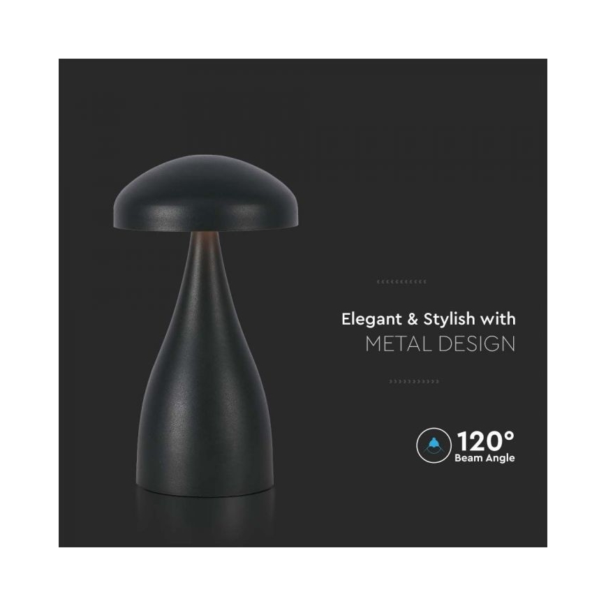 LED Stmívatelná dobíjecí dotyková stolní lampa LED/1W/5V 3000-6000K 1800 mAh černá
