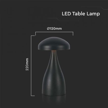 LED Stmívatelná dobíjecí dotyková stolní lampa LED/1W/5V 3000-6000K 1800 mAh černá