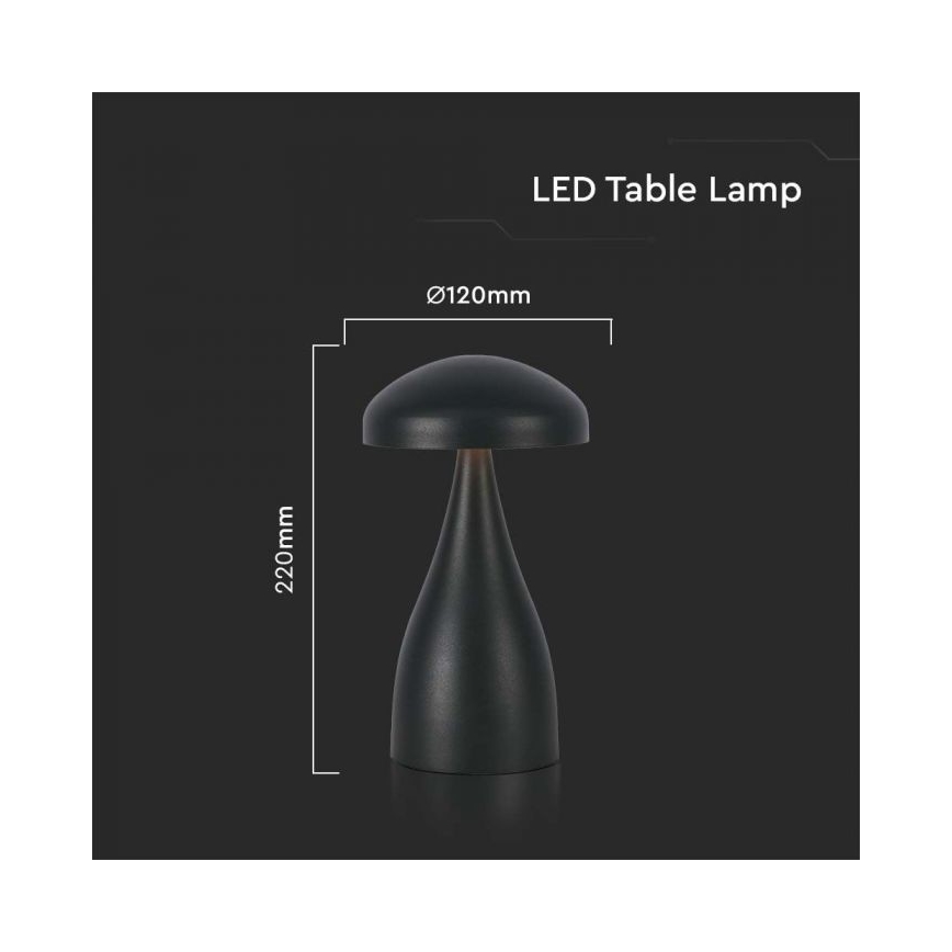 LED Stmívatelná dobíjecí dotyková stolní lampa LED/1W/5V 3000-6000K 1800 mAh černá