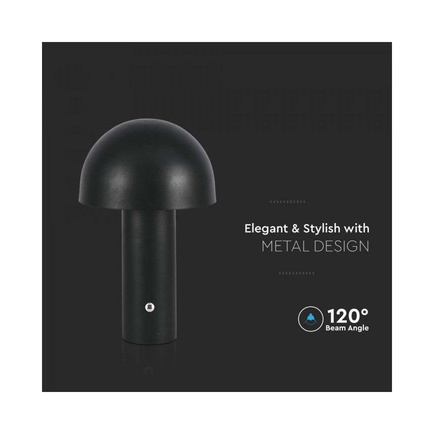 LED Stmívatelná dobíjecí dotyková stolní lampa LED/1W/5V 3000-6000K 1800 mAh černá
