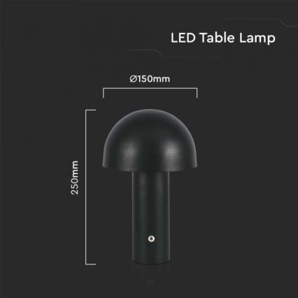 LED Stmívatelná dobíjecí dotyková stolní lampa LED/1W/5V 3000-6000K 1800 mAh černá