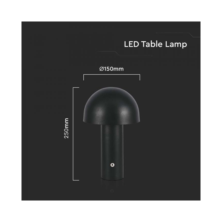 LED Stmívatelná dobíjecí dotyková stolní lampa LED/1W/5V 3000-6000K 1800 mAh černá