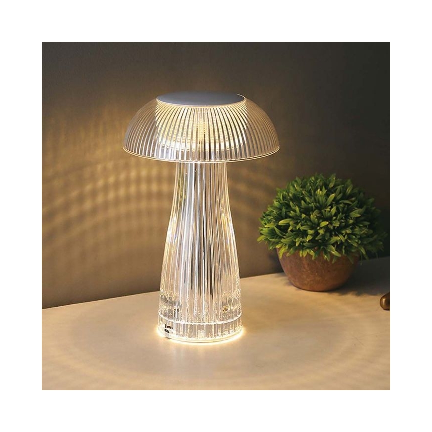 LED Stmívatelná dobíjecí dotyková stolní lampa LED/1W/5V 3000-6000K 1800 mAh čirá