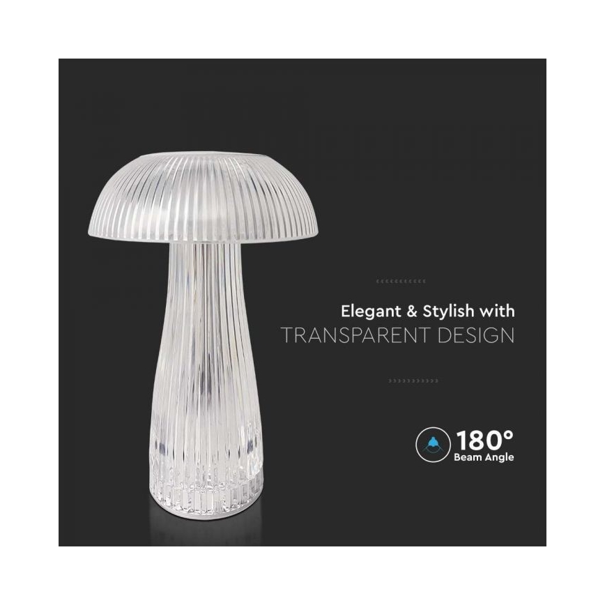 LED Stmívatelná dobíjecí dotyková stolní lampa LED/1W/5V 3000-6000K 1800 mAh čirá
