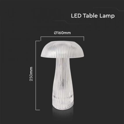 LED Stmívatelná dobíjecí dotyková stolní lampa LED/1W/5V 3000-6000K 1800 mAh čirá