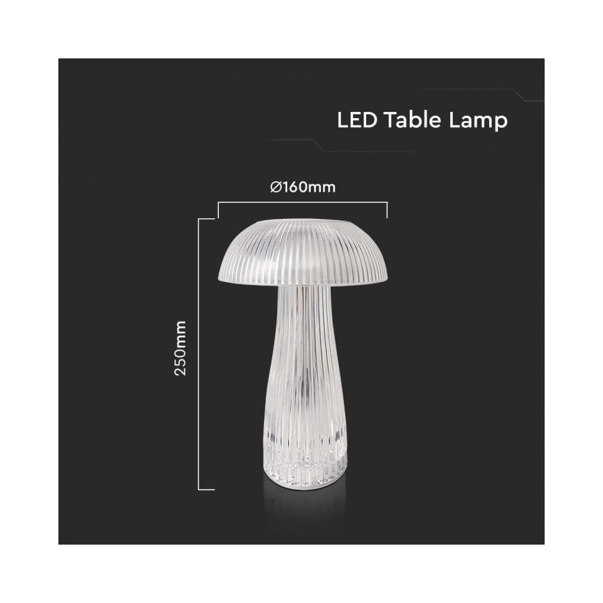 LED Stmívatelná dobíjecí dotyková stolní lampa LED/1W/5V 3000-6000K 1800 mAh čirá