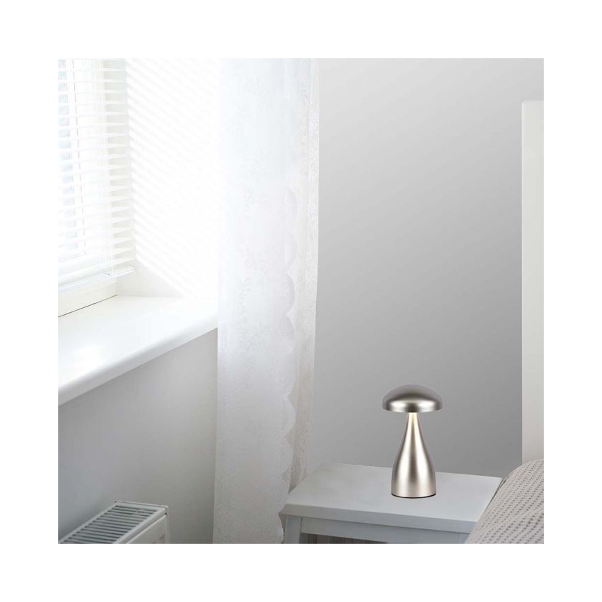 LED Stmívatelná dobíjecí dotyková stolní lampa LED/1W/5V 3000-6000K 1800 mAh stříbrná