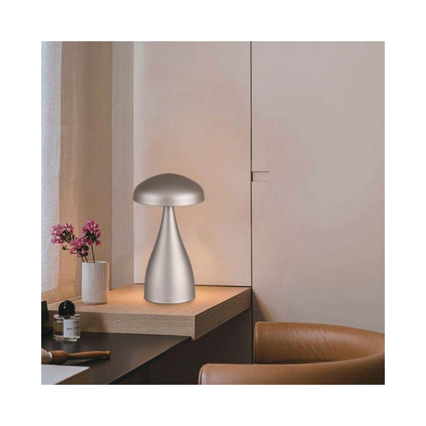 LED Stmívatelná dobíjecí dotyková stolní lampa LED/1W/5V 3000-6000K 1800 mAh stříbrná