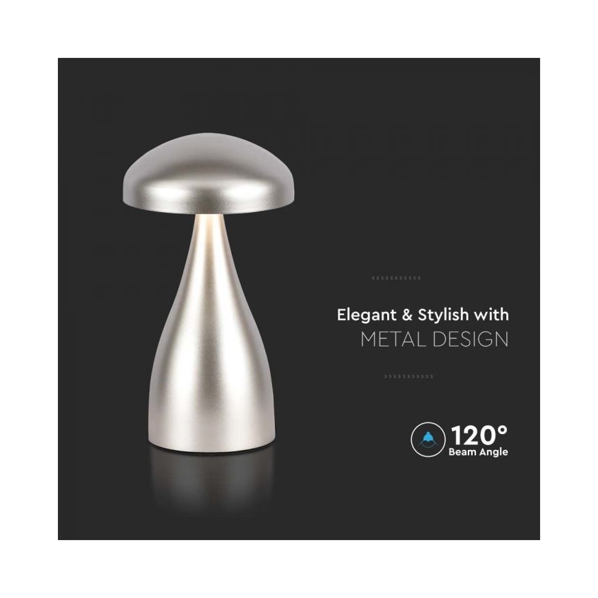 LED Stmívatelná dobíjecí dotyková stolní lampa LED/1W/5V 3000-6000K 1800 mAh stříbrná