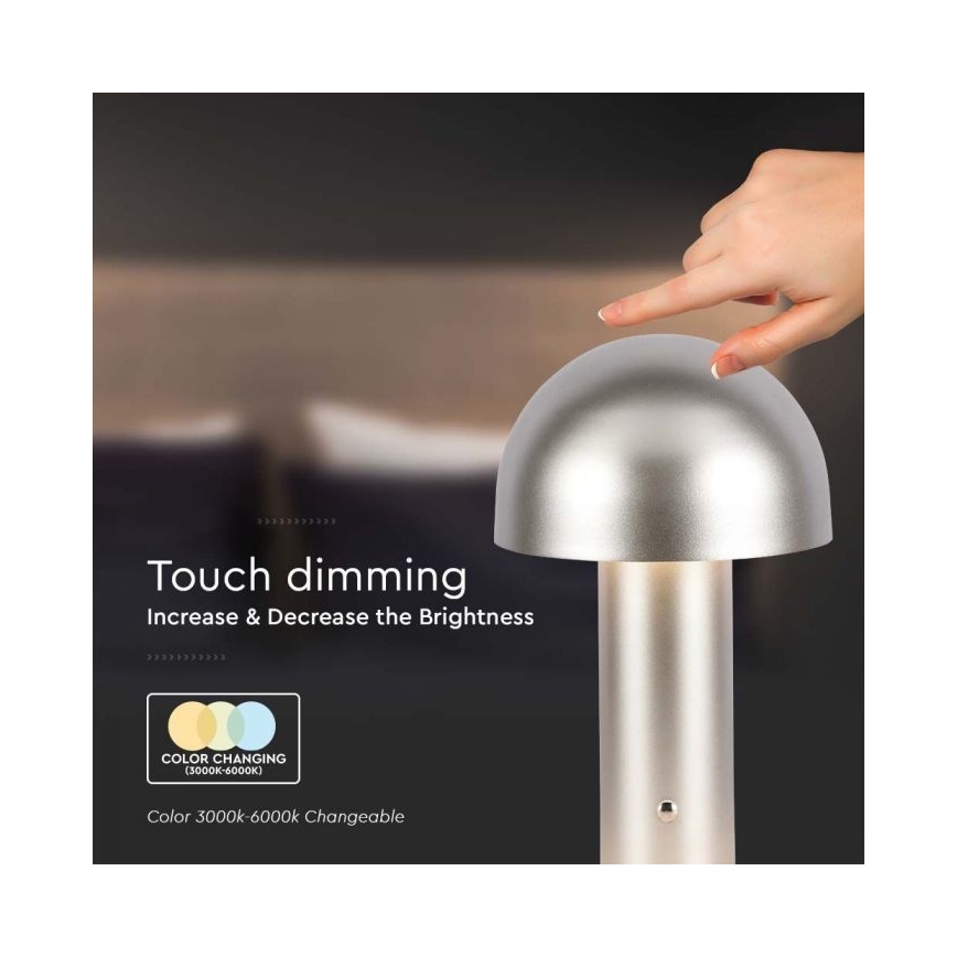 LED Stmívatelná dobíjecí dotyková stolní lampa LED/1W/5V 3000-6000K 1800 mAh zlatá