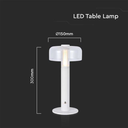 LED Stmívatelná dobíjecí dotyková stolní lampa LED/1W/5V 3000K 1800 mAh bílá