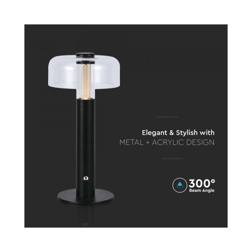LED Stmívatelná dobíjecí dotyková stolní lampa LED/1W/5V 3000K 1800 mAh černá