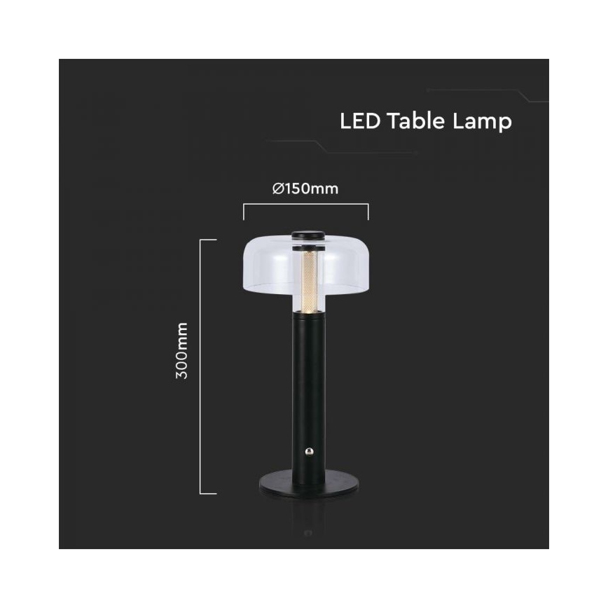 LED Stmívatelná dobíjecí dotyková stolní lampa LED/1W/5V 3000K 1800 mAh černá