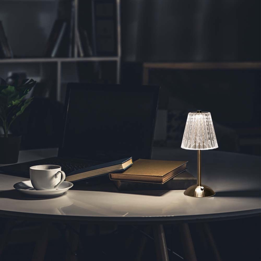 LED Stmívatelná nabíjecí dotyková stolní lampa LED/2,4W/5V 3000-6000K 1800 mAh lesklý chrom