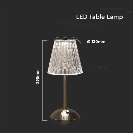 LED Stmívatelná nabíjecí dotyková stolní lampa LED/2,4W/5V 3000-6000K 1800 mAh lesklý chrom