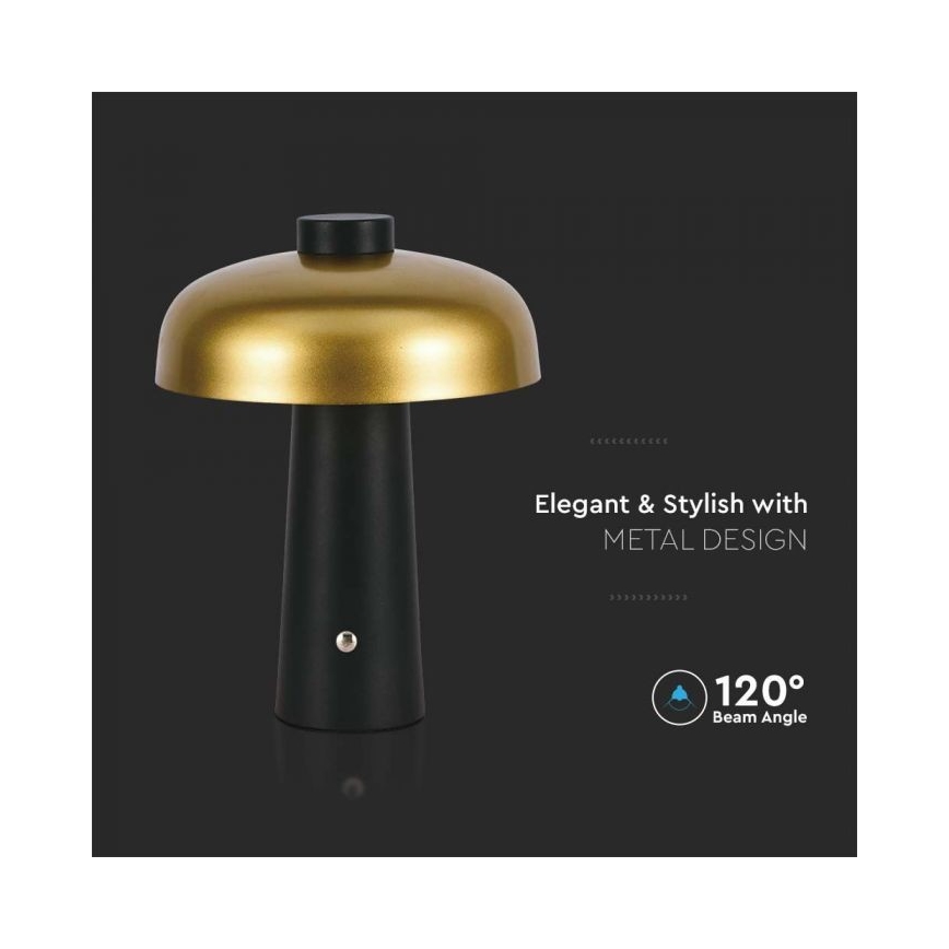 LED Stmívatelná dobíjecí dotyková stolní lampa LED/3W/5V 3000-6000K 1800 mAh černá/zlatá