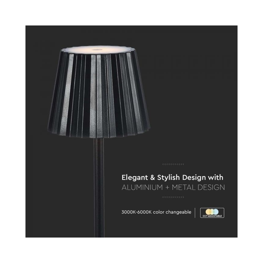 LED Stmívatelná dobíjecí dotyková stolní lampa LED/4W/5V 3000-6000K 1800 mAh černá