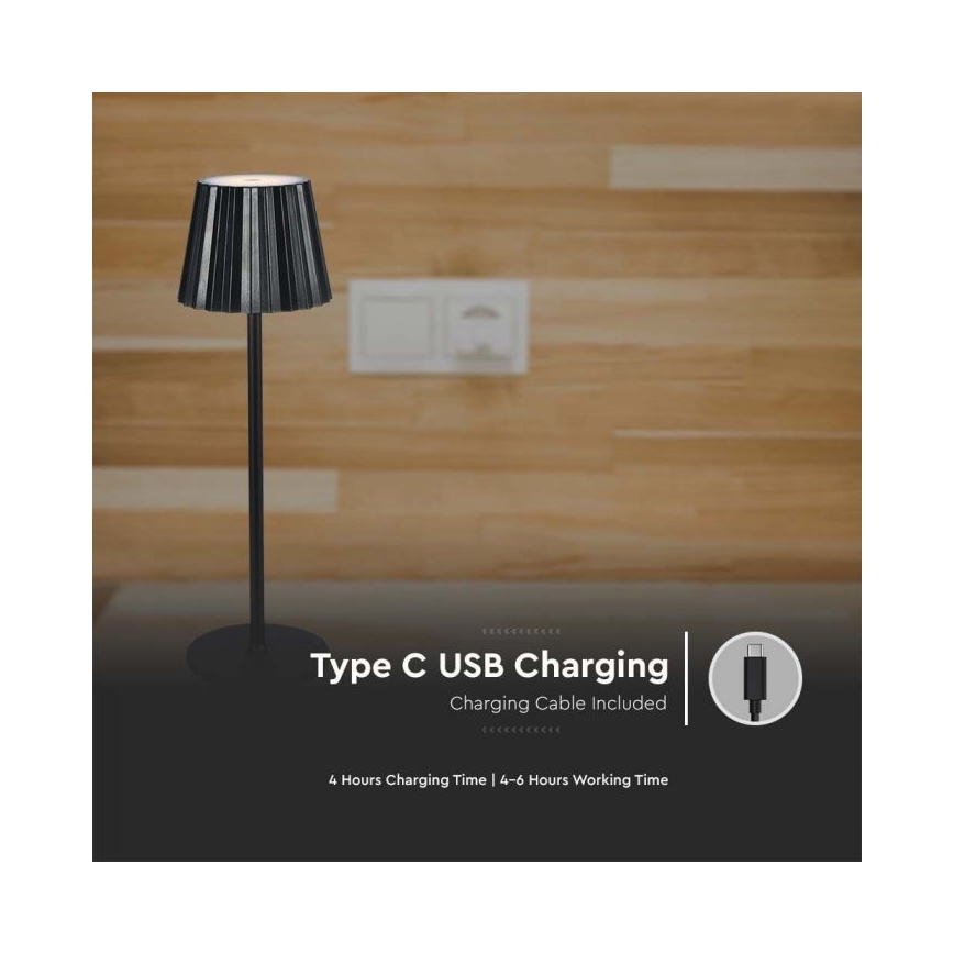 LED Stmívatelná dobíjecí dotyková stolní lampa LED/4W/5V 3000-6000K 1800 mAh černá