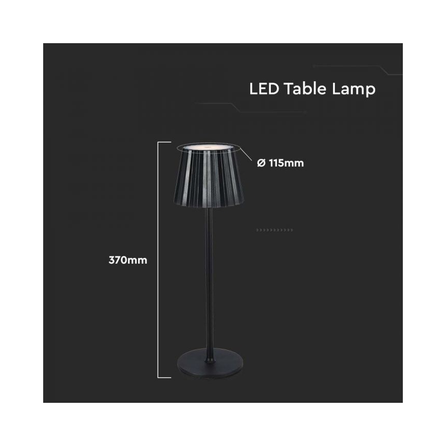 LED Stmívatelná dobíjecí dotyková stolní lampa LED/4W/5V 3000-6000K 1800 mAh černá