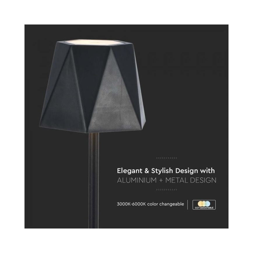 LED Stmívatelná dobíjecí dotyková stolní lampa LED/4W/5V 3000-6000K 1800 mAh černá