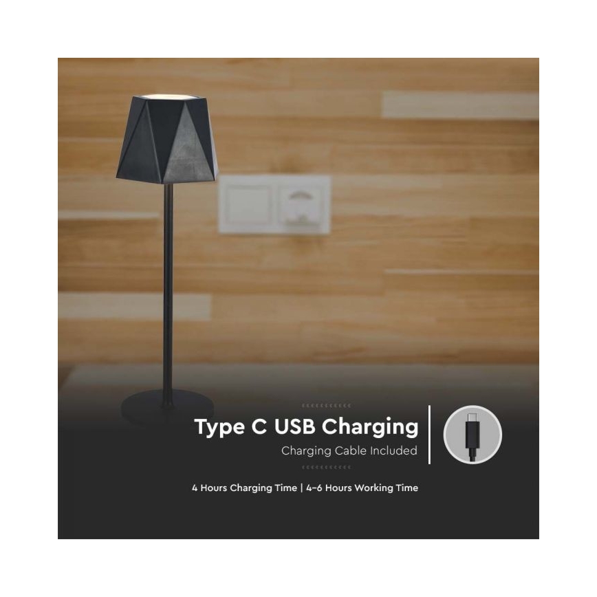 LED Stmívatelná dobíjecí dotyková stolní lampa LED/4W/5V 3000-6000K 1800 mAh černá