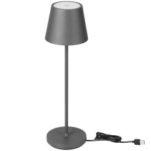 LED Stmívatelná dotyková dobíjecí stolní lampa LED/2W/5V 4400 mAh 3000K IP54 šedá
