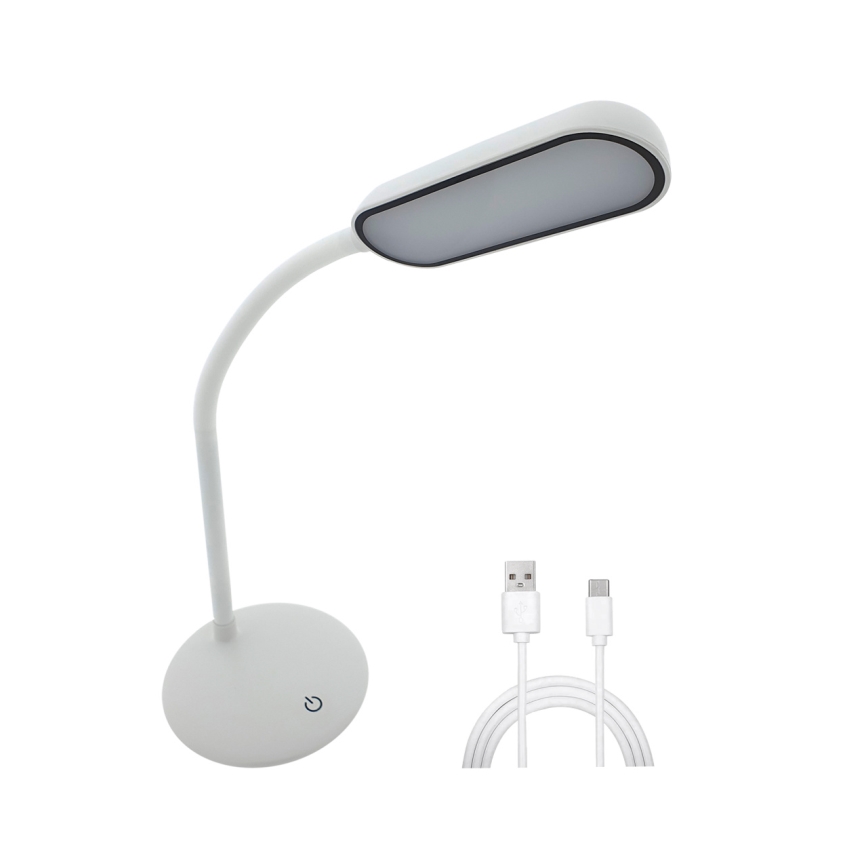 LED Stmívatelná dotyková flexibilní stolní lampa LED/6W/5V USB 1200 mAh bílá