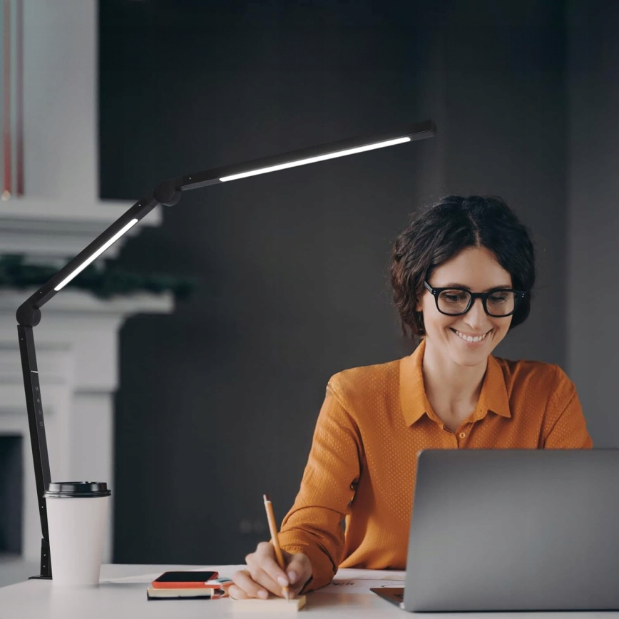 LED Stmívatelná dotyková flexibilní stolní lampa s klipem LED/12W/230V 3000/4000/6000K černá