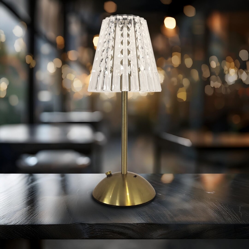 LED Stmívatelná dotyková nabíjecí stolní lampa ELBA LED/1,6W/800 mAh 3000/4000/6000K zlatá/čirá